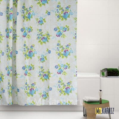 Штора для ванной Classic Rose голубая